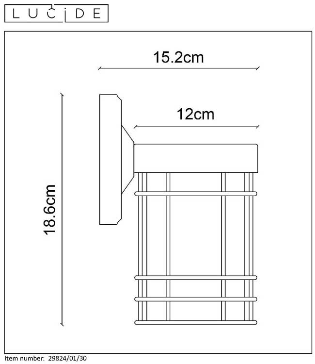 Lucide KEPPEL - Wandlamp Buiten - E27 - IP23 - Zwart