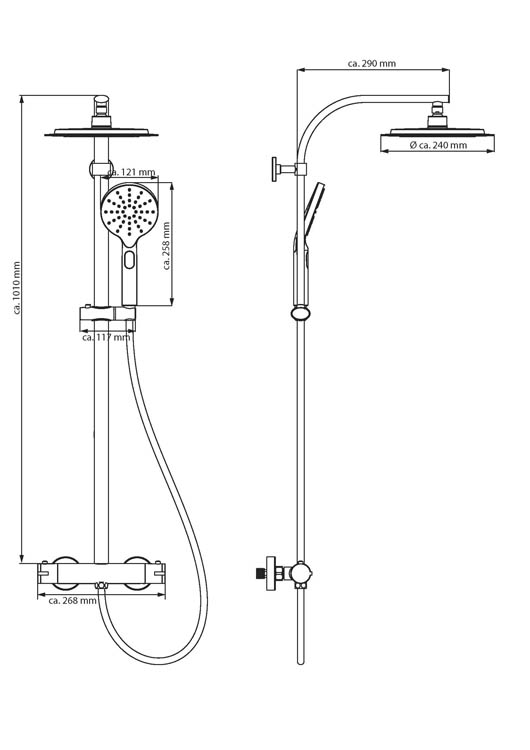 Regendoucheset thermostatisch Maddox zwart mat