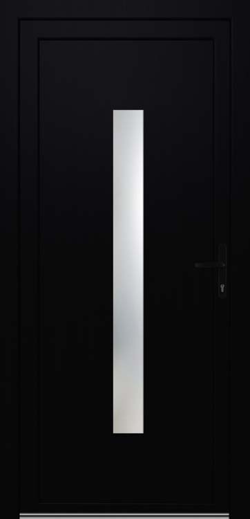 Porte extérieure verre vertical PVC noire D vitrage mat 980x2180mm