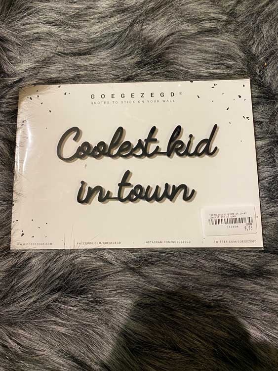 Quote autocollant A5 noir "Coolest Kid"