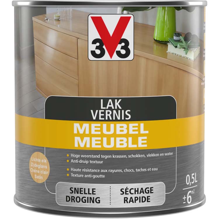 V33 meubellak lichte eik zijdeglans 0,5L