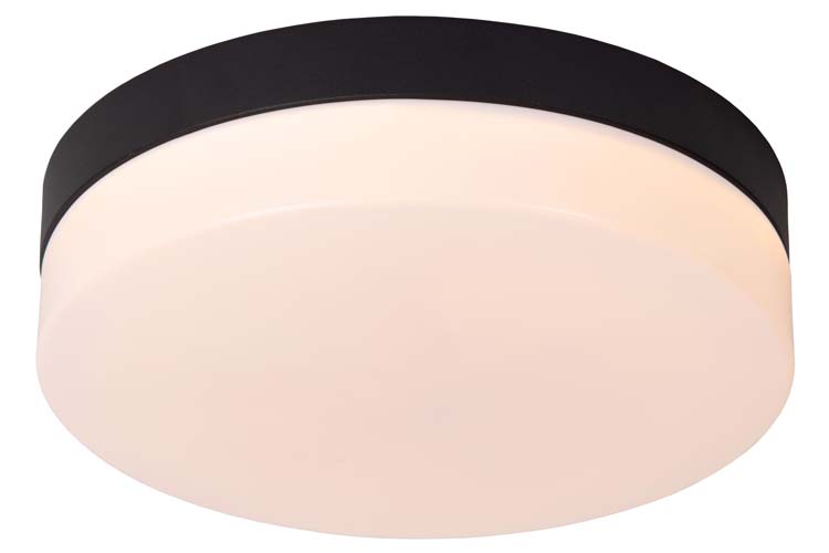 Lucide BISKIT - Plafonnier Salle de bains - Ø 23 cm - LED - 1x12W 2700K - IP44 - Noir