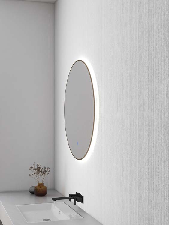 Miroir Kira mat doré LED 1000 mm