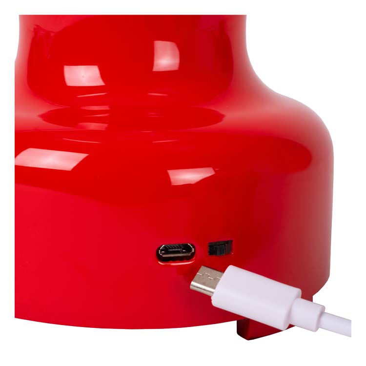 Lucide JASON - Lampe de table Rechargeable - Batterie - LED Dim. - 1x2W 3000K - 3 StepDim - Rouge