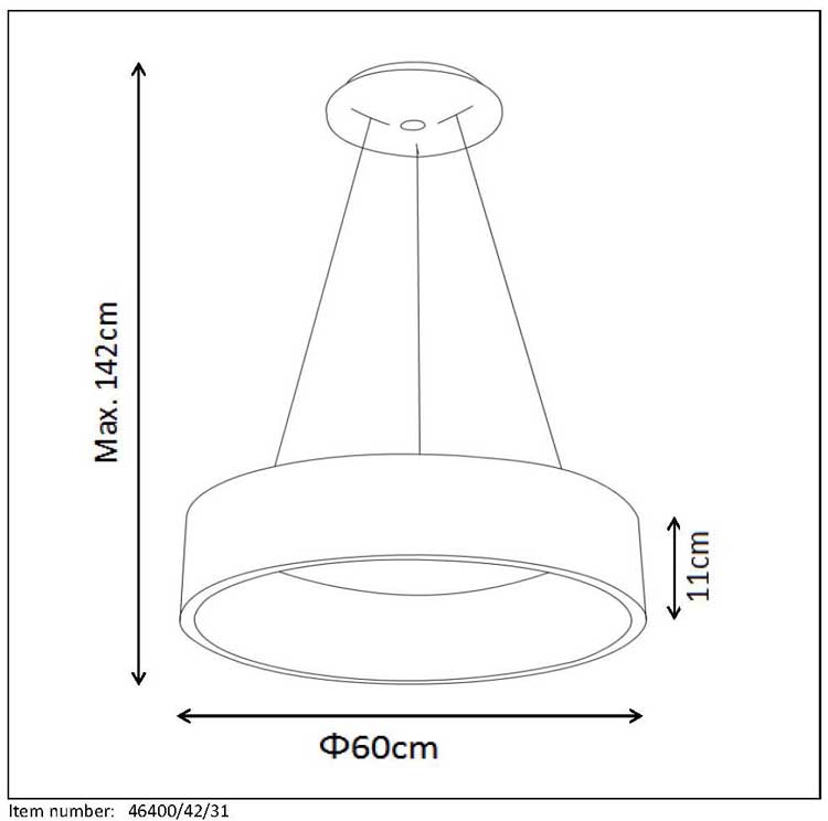 Lucide TALOWE LED - Hanglamp - Ø 60 cm - LED Dimb. - 1x39W 3000K - Wit