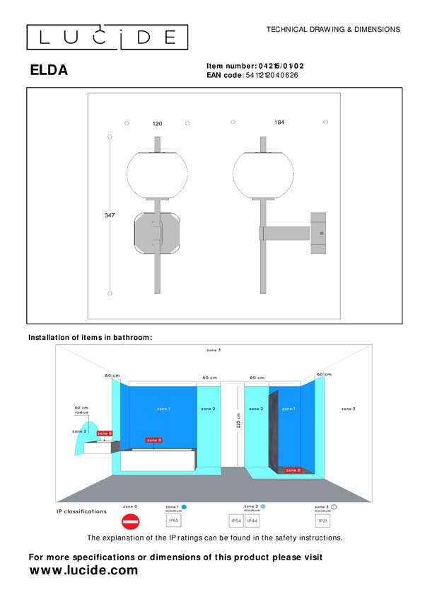 Lucide ELDA - Applique murale Salle de bains - 1xG9 - IP44 - Or Mat / Laiton