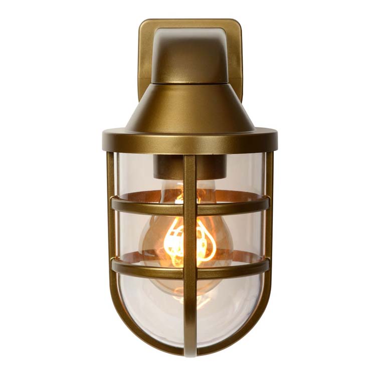 Lucide LEWIS - Wandlamp Binnen/Buiten - 1xE27 - IP44 - Mat Goud / Messing