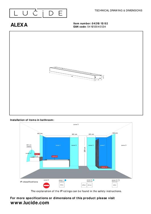 Lucide ALEXA - Applique murale Salle de bains - LED - 1x13W 3000K - IP44 - Or Mat / Laiton