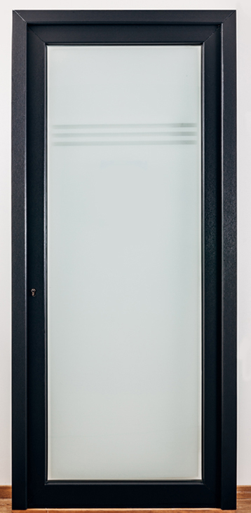 Buitendeur glas - PVC - 3 klare lijnen - antra. - Links - 980x2180mm