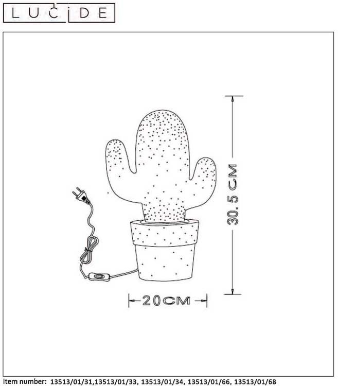 Lucide CACTUS - Tafellamp - Ø 20 cm - E14 - Groen