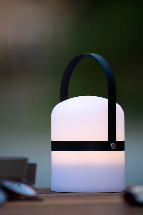 Tafellamp Buiten - Ø 10 cm - LED Dimb. - 1x0,3W 3200K - IP44 - 3 StepDim - Wit Zwart