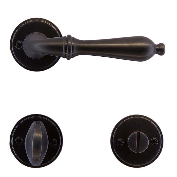 Poignée de porte amalfi carbon noir avec serrure toilette