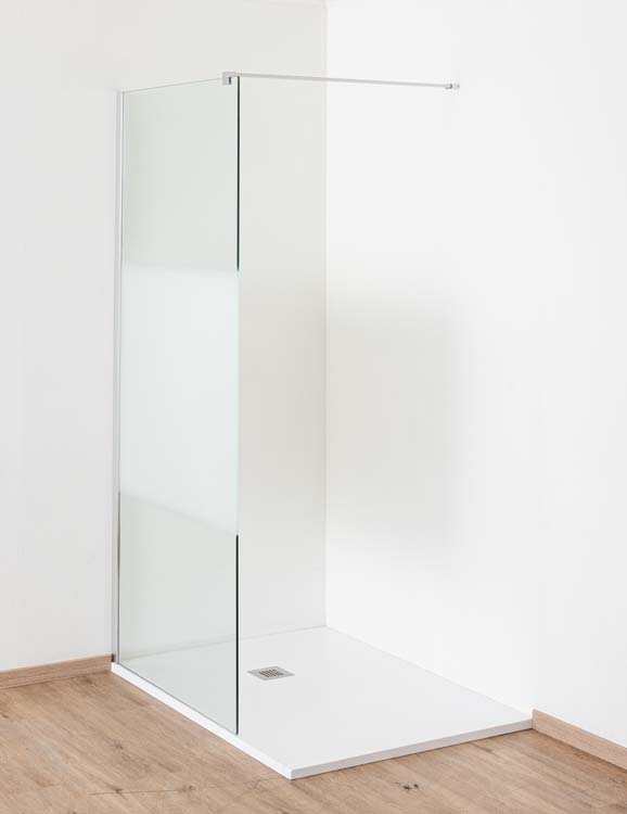 Douche de plain-pied Anais 87 x 200 cm verre acidifié - chrome