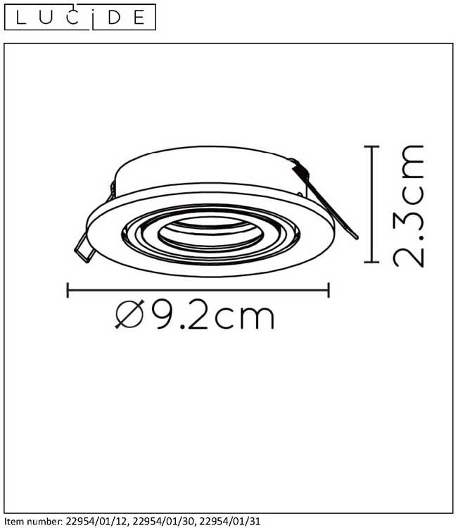 Inbouwspot rond - Ø 9 cm - 1xGU10 - Zwart