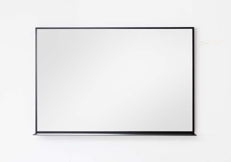 Miroir Tabibi alu cadre noir mat avec étagère 1200mm