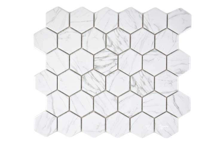 Mozaïek hexagon carrara wit 32,5 x 28,1 cm