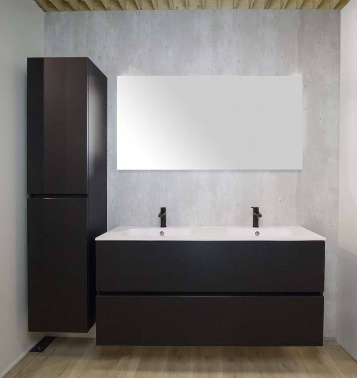 Meuble salle de bain Puro noir mat avec lavabo brilliant 1200mm