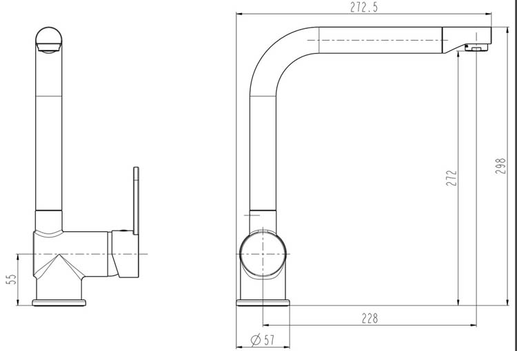 Robinet de cuisine bec haut Ria chrome