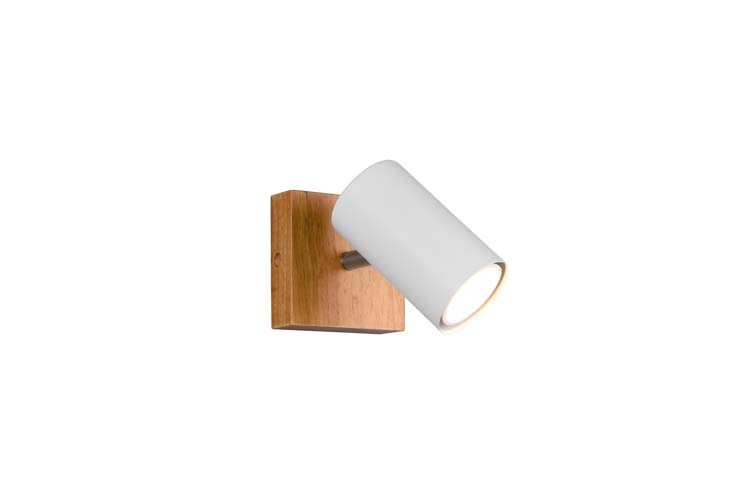 Spot en applique bois/blanc mate  1 spot excl lamp LED possible