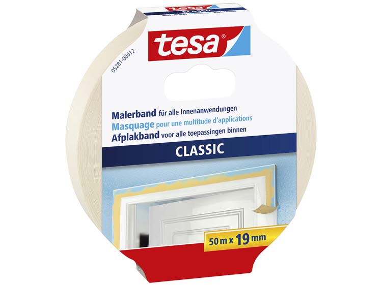 Tesa Classic ruban de masquage 50m x 19mm beige