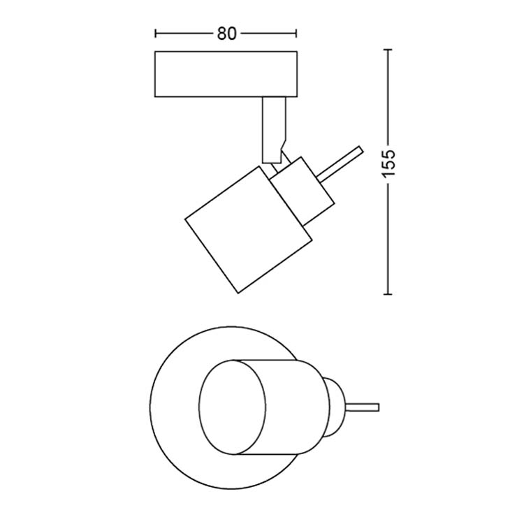 Opbouwspot Single Spot Zwart 35W