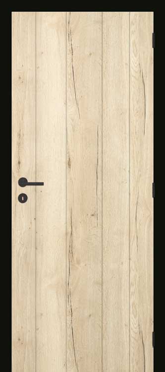 Bloc-porte fini tubulaire realwood oak planches + ebrasement noir 68cm
