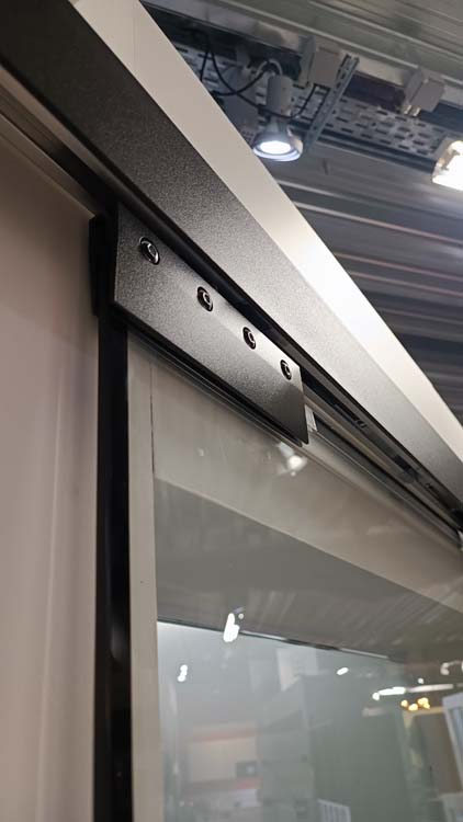 Porte coulissante en verre Murano black+rail+cache rail noir 93x215 cm