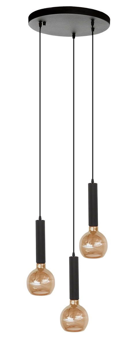Hanglamp roest 3 pendels E27 H100cm