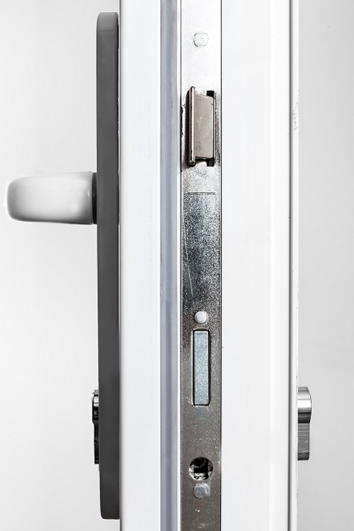 Porte exterieure demi-vitrée PVC blanc 3D vitrage clair 980x2180 D