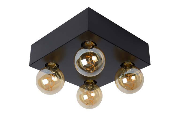 Plafondlamp - E27 - Zwart vierkant