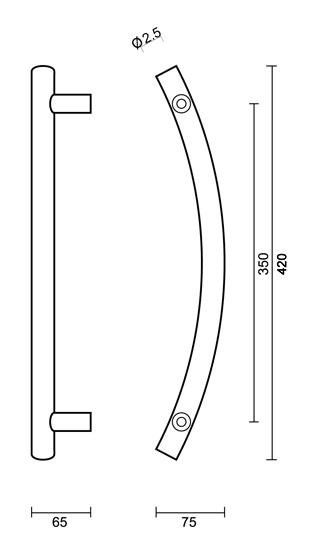 Tirant de porte inox plus 35/42cm