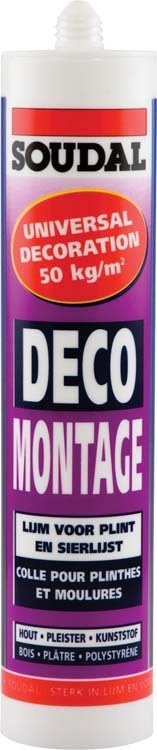 Colle d'assemblage Soudal Deco extra blanche, tube 430gr.