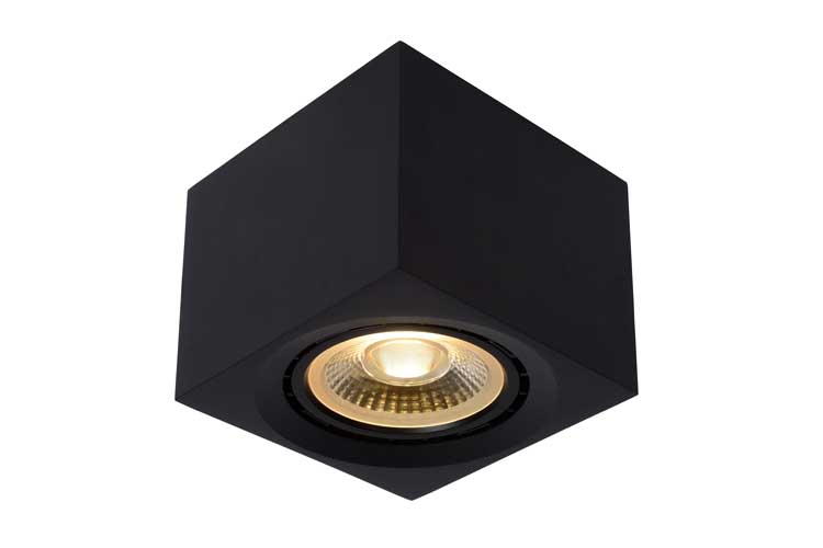 Lucide FEDLER - Plafondspot - LED Dim to warm - GU10 - 1x12W 3000K/2200K - Zwart