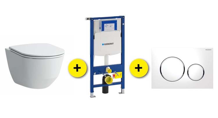 Toiletset Laufen Pro wit incl wc-bril+drukplaat wit + inbouwres UP320