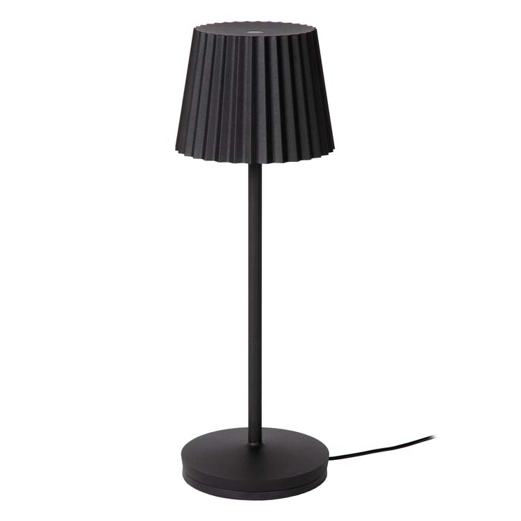 Lucide JUSTINE - Lampe de table Extérieur - LED Dim. - 1x2W 2700K - IP54 - Avec socle de charge par contact - Noir