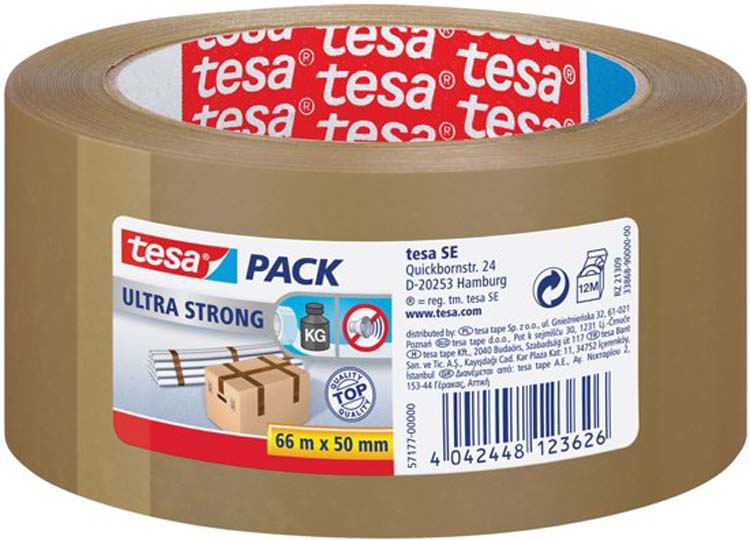 Verpakkingstape tesa pvc 66 m x 50 mm bruin