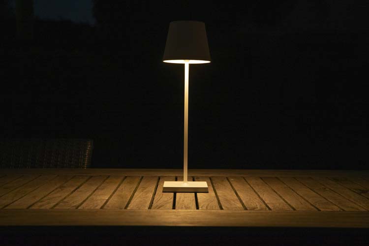 Lucide JUSTIN - Tafellamp Buiten - Ø 11 cm - LED Dimb. - 1x2,2W 3000K - IP54 - 3 StepDim - Wit