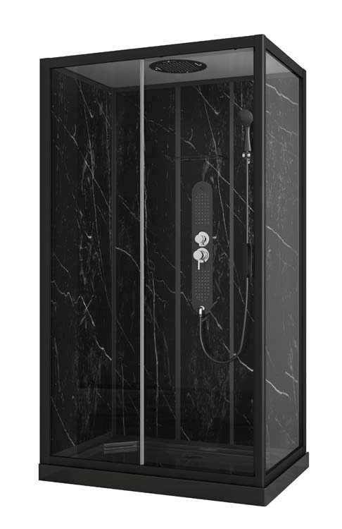 Cabine de douche Aster 120x80x225cm noir aspèct marbre