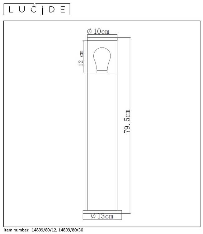 Lucide FEDOR - Sokkellamp Buiten - H79.5cm - E27 - IP44 - Zwart