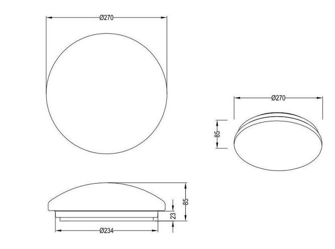 Plafonnière blanc avec détecteur IP44 + 12W LED/ 3000K/ 1100LM D27cm