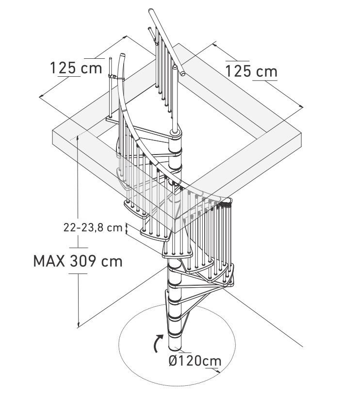 Wenteltrap Merzig Beuk 120cm