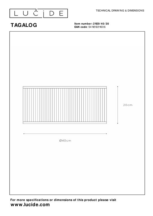 Lucide TAGALOG - Plafonnière - Ø 40 cm - 1xE27 - Zwart