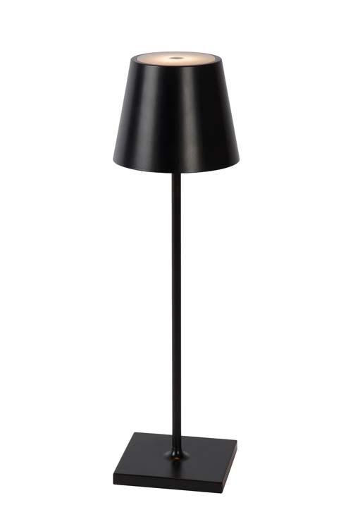 JUSTIN - Lampe de table Extérieur Rechargeable - Batterie - Ø 11 cm - LED Dim. - 1x2,2W 3000K - IP54 - 3 StepDim - Noir