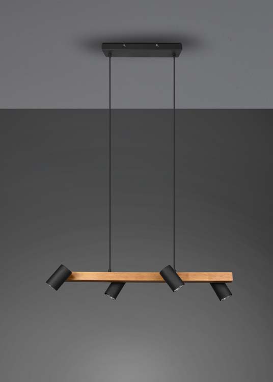 Suspension Marlie Noir/Bois 4xGU10