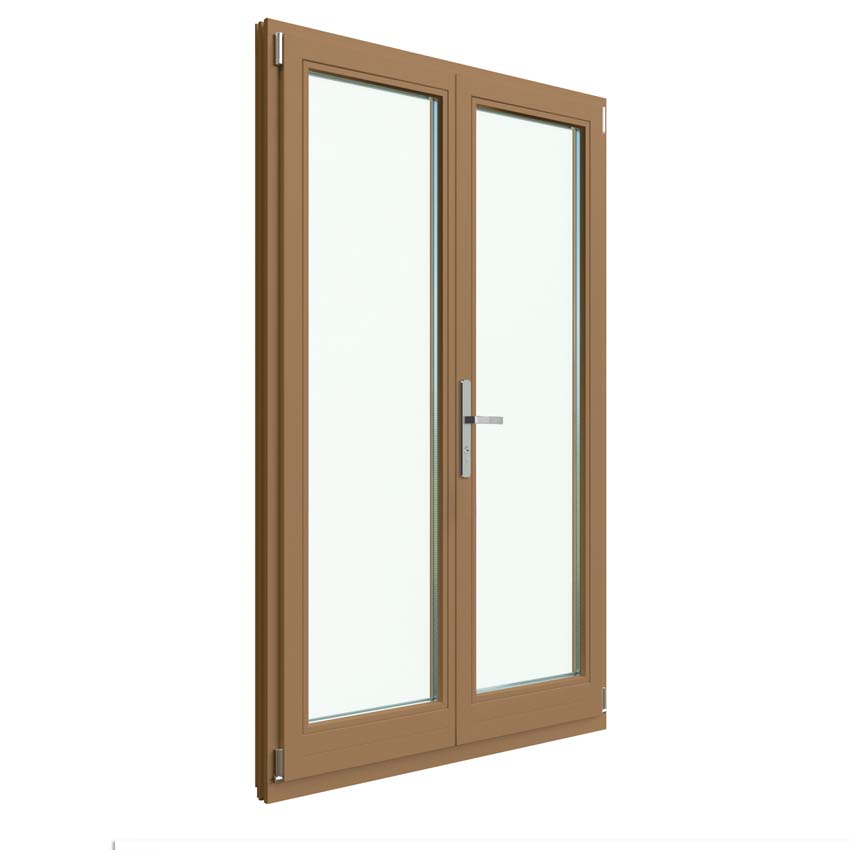 Fenêtre terasse Meranti Vardelux 2 vantaux 68mm naturel 1500x2150mm