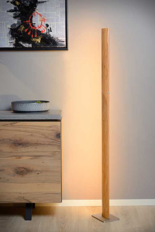 Lucide SYTZE - Vloerlamp - LED Dimb. - 1x30W 3000K - Licht hout