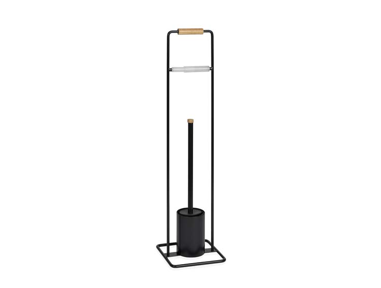 Distributeur de papier hygiénique noir métal en bois H72 cm