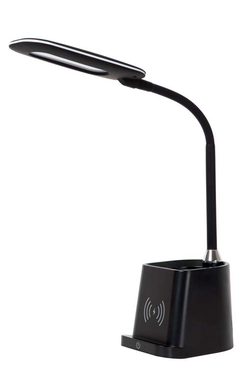 Lucide PENNY - Bureaulamp - LED Dimb. - 1x4,7W 3000K - Met draadloze oplader - Zwart
