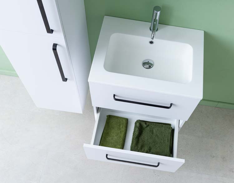 Meuble de salle de bain Bison laqué blanc mat 600 mm lavabo mat