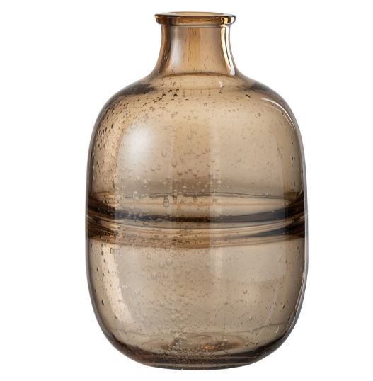 Vase verre ambre rond strié petit 29 cm